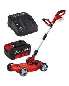 Einhell 18v Cordless 3 in 1 Mower & Strimmer Deck 28cm GE-CT 18/28 + 4AH Kit 