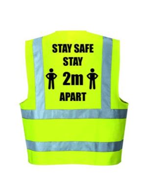 Social Distancing Stay Safe Yellow Hi Vis Waistcoat Hi Viz Vest PPE LARGE