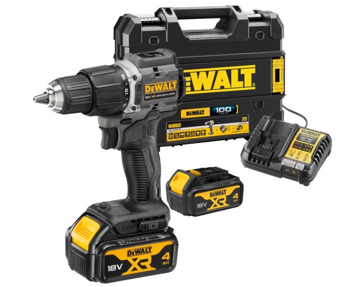 Dewalt DCD100M2T Black 18v XR Brushless Compact Combi Hammer Drill 4AH 100 Year Buyaparcel