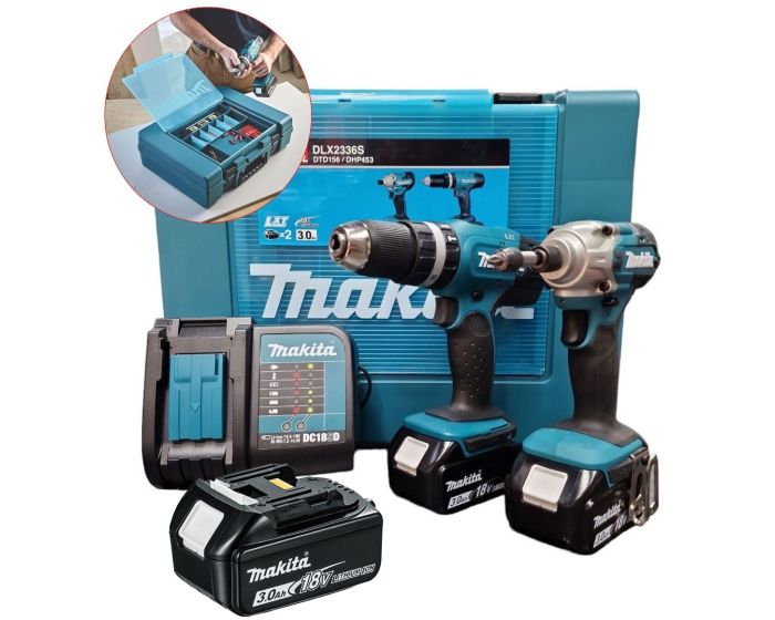 Makita 18v DLX2336SF3 Twin Kit DHP453 Hammer Drill DTD156 Impact Driver 3x3ah Buyaparcel