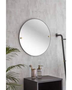 Garden Trading Indoor Adelphi Round Wall Hallway Lounge Mirror 55cm Black Steel