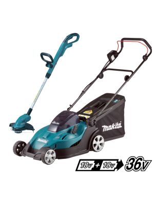 Makita DLM431Z Twin 18v / 36v LXT Cordless 43cm Lawn Mower + DUR181 Strimmer